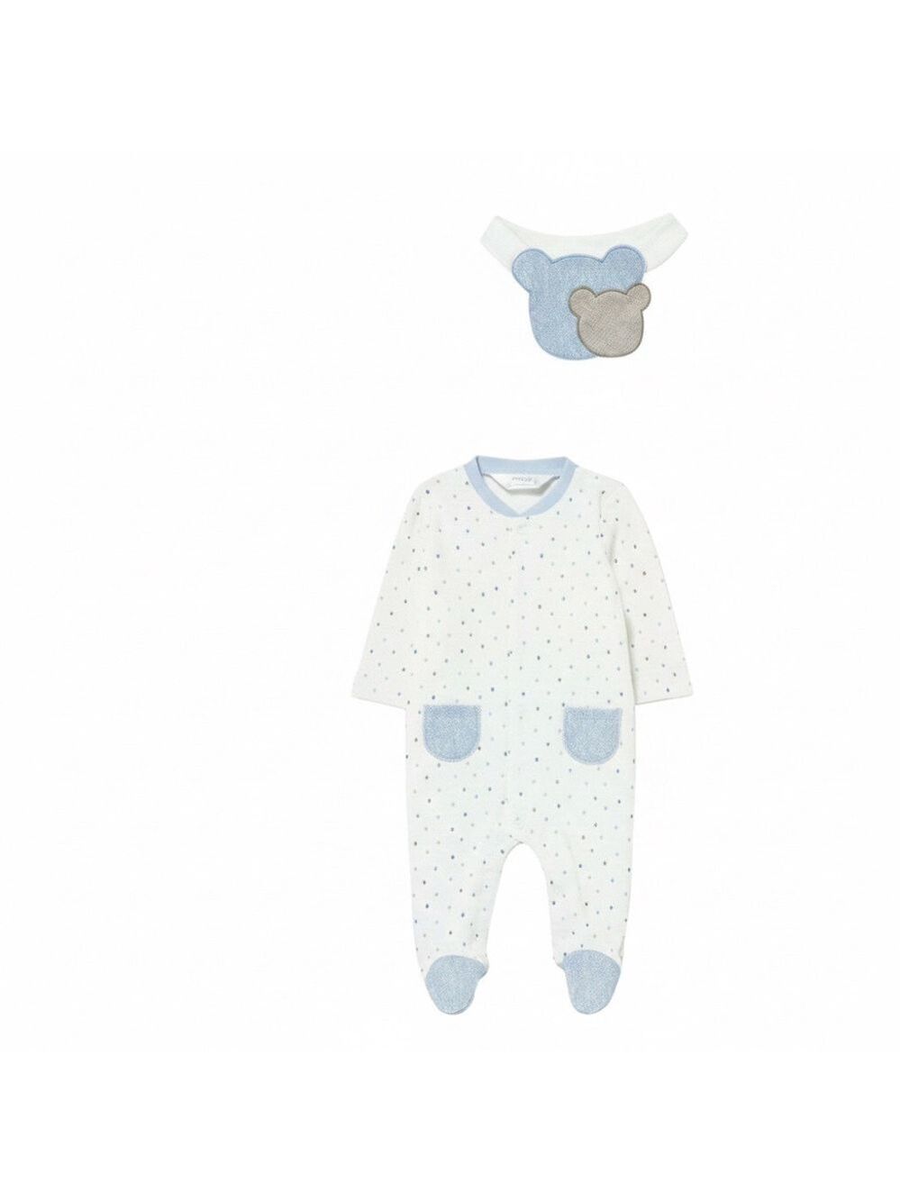 Size 6-9 months Baby Mayoral White and Blue Patterned Footie